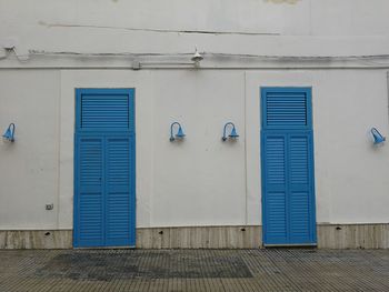 Closed blue door