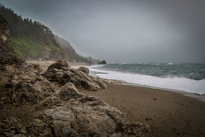 Scenic view of beach against sky