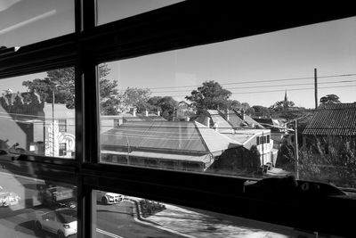 View of city through window