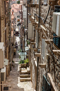 The beautiful steep alleys at the walled old town of dubrovnik