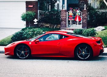 Red car on building