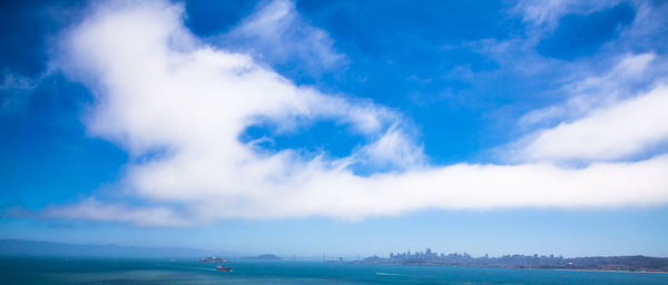 Scenic view of sea against cloudy sky