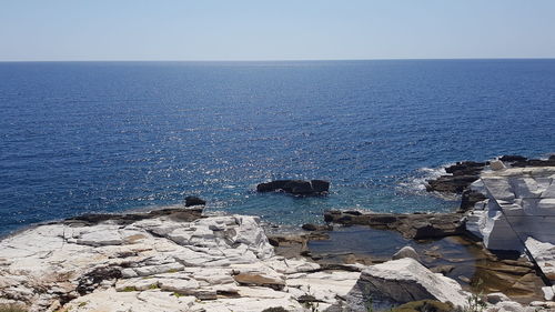 Scenic view of sea against clear sky