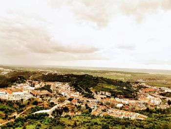 High angle view of townscape against sky