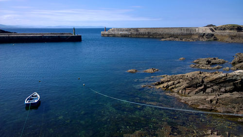 Scenic view of sea against blue sky