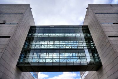 Low angle view of modern building against sky