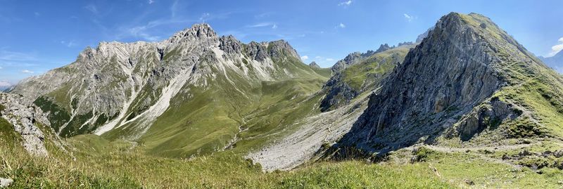 Panoramic view of rocky mountains against sky