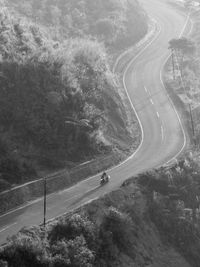 High angle view of winding road on mountain