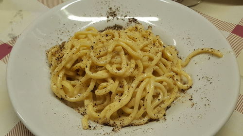 Close-up of served food in plate