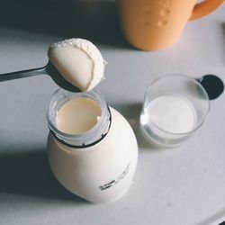 Close-up of breakfast on table