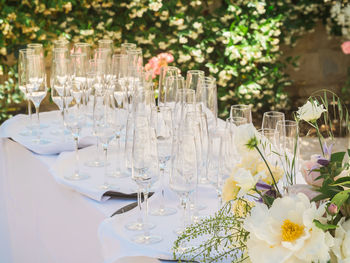 Close-up of place setting on table