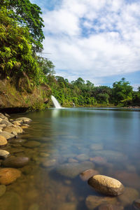 Scenic view of lake against sky