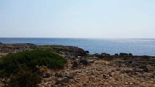 Scenic view of sea against clear sky