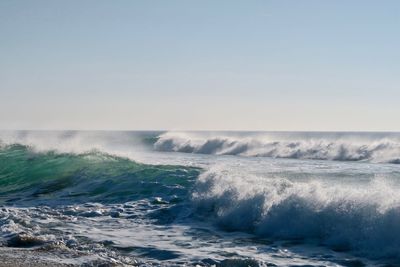 Scenic view of sea against clear sky