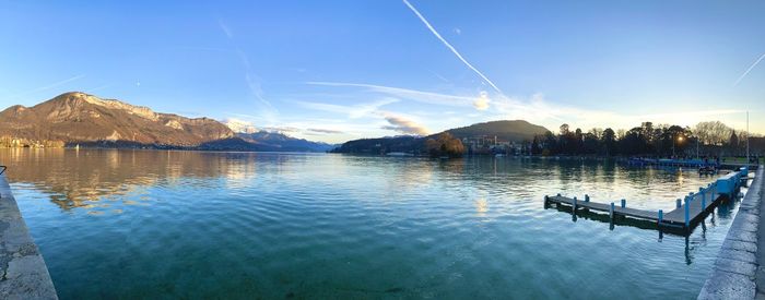 Panoramic view of lake against sky