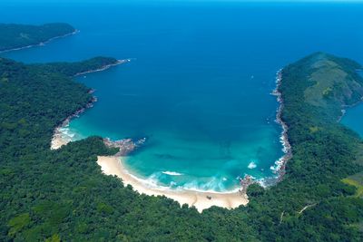 High angle view of island amidst sea