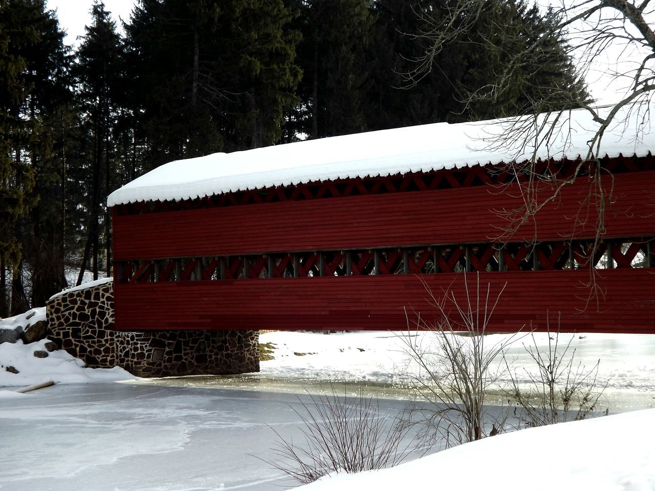 Snow covered bridge