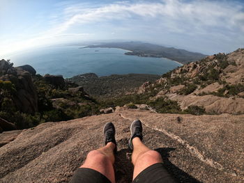 Mountain view sitting on cliff with look out ocean views wineglass bay