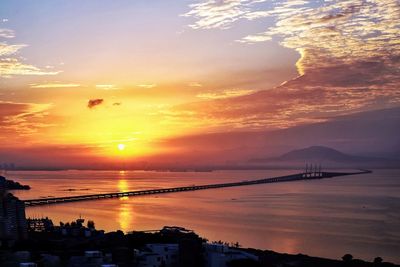 Scenic view of sunset over sea