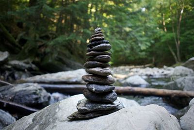 Close-up of stack of stones