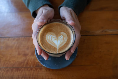 Close-up of coffee cup on table