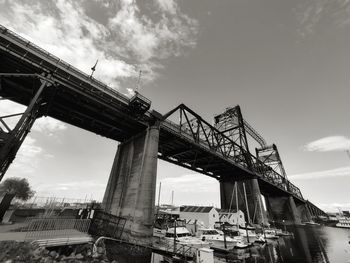 Black and white bridge against sky