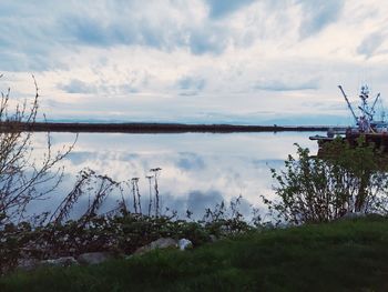 Scenic view of lake against sky