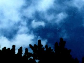 Low angle view of silhouette trees against sky at dusk