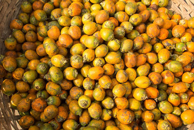 High angle view of fruits for sale at market stall