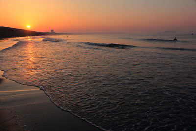 Scenic view of sea against sky during sunset