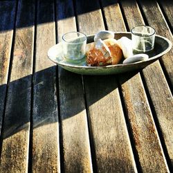 Close-up of food on wooden table