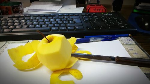 Close-up of yellow paper