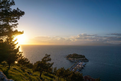 Scenic view of sea against sky during sunset