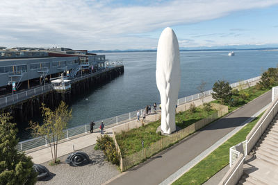 High angle view of bridge over sea