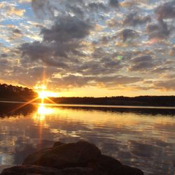 Scenic view of sunset over lake