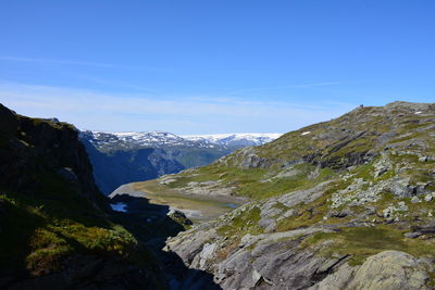 Scenic view of mountains against clear sky