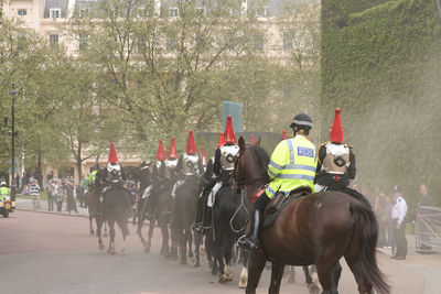 People riding horses