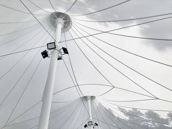 Modern white canvas roof of pavilion. structure of modern event or space zone pavilion roof.