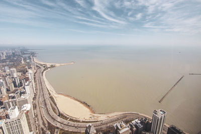 High angle view of sea against sky