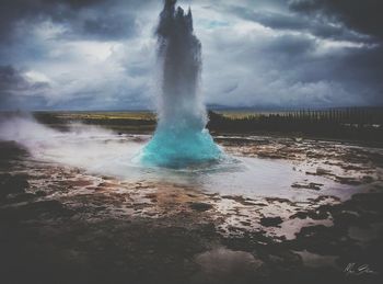 View of water flowing through clouds