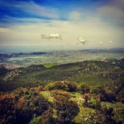 Scenic view of landscape against cloudy sky