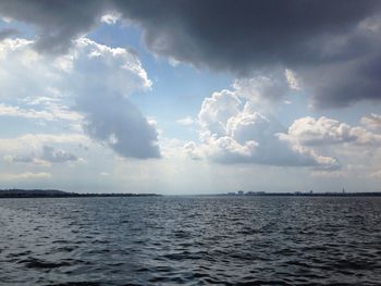 Scenic view of sea against cloudy sky