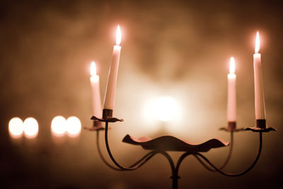 Close-up of illuminated candles