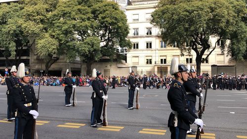 Group of people in front of building