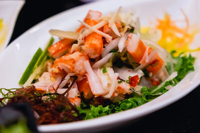 Close-up of meal served in plate