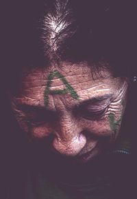 Close-up of carving on wall