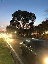 View of city street at night