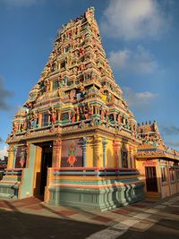 Low angle view of temple building against sky