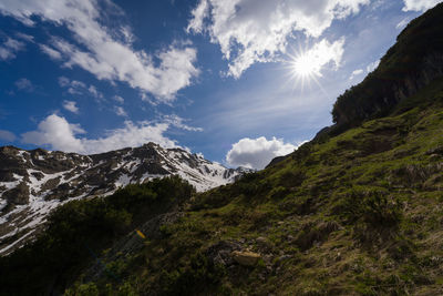 Low angle view of mountains against sky