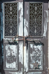 Full frame shot of closed door of old building